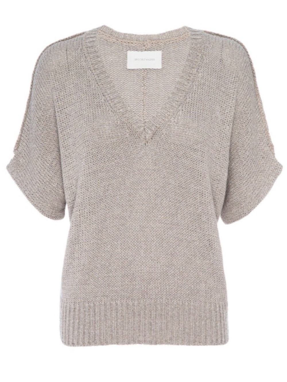 Brochu Walker Gaia Tee Moonstone V-Neck Short Sleeve Luxury Classic Minimalist L